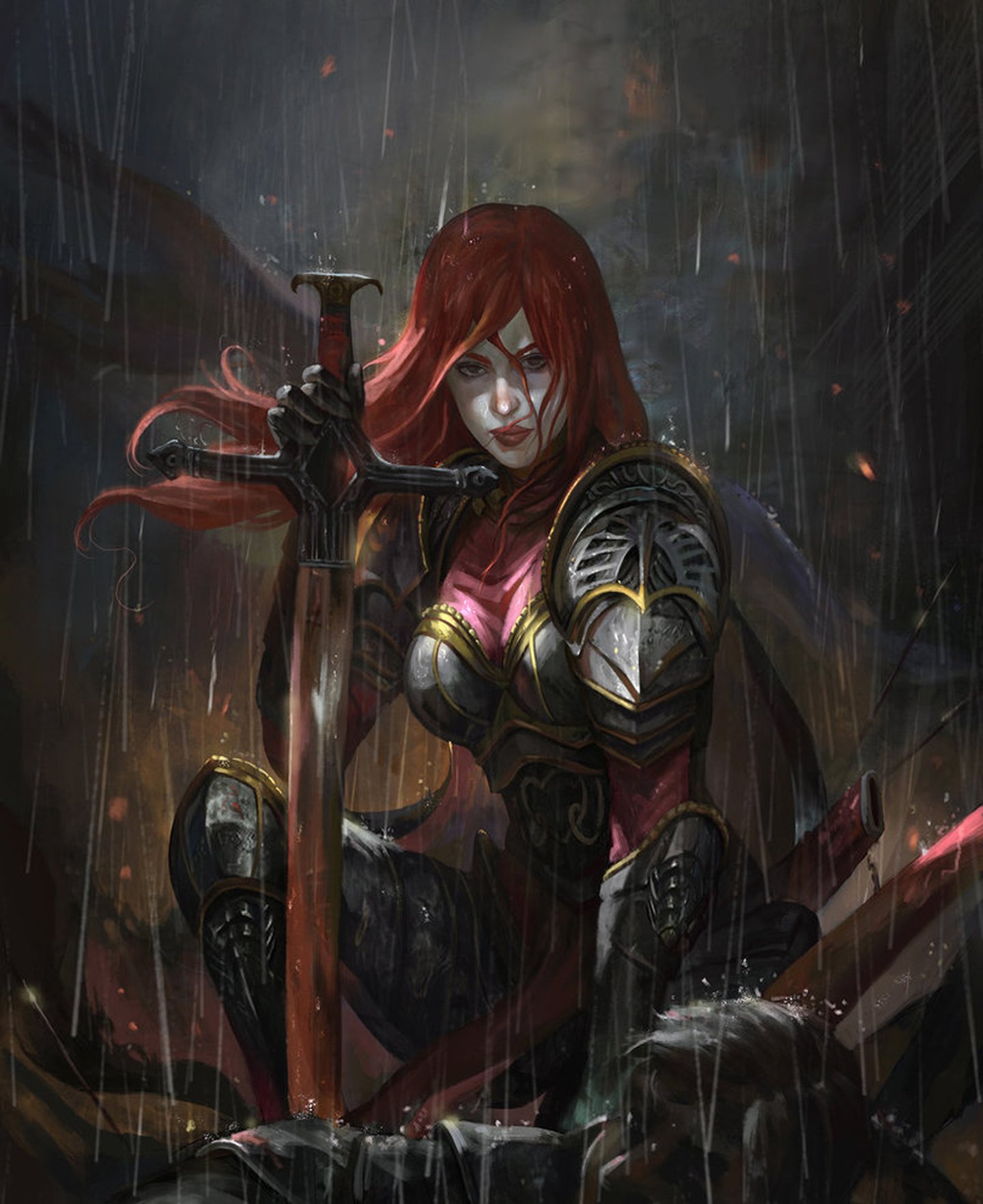 fantasy, Red, Hair, Woman, Girl, Warrior, Sword, Rai Wallpaper