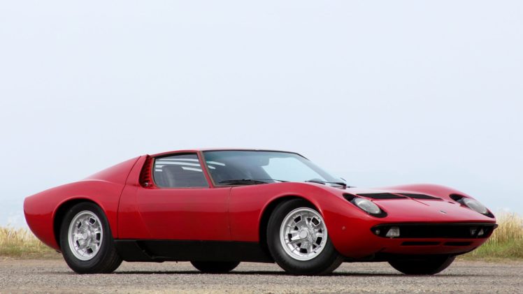 1968, Lamborghini, Miura, P400, Cars, Classic, Red HD Wallpaper Desktop Background