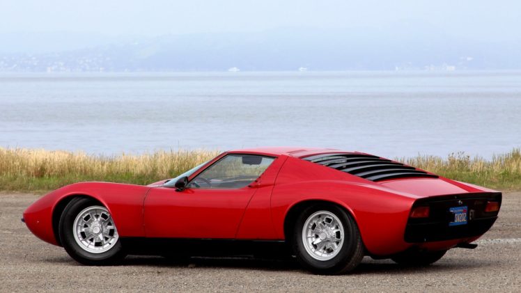 1968, Lamborghini, Miura, P400, Cars, Classic, Red HD Wallpaper Desktop Background