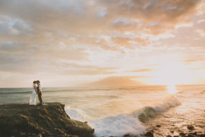 couple, Embrace, Sunset, Sunlight, Beach, Ocean, Mood, Waves