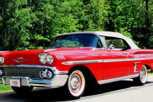 1958, Chevrolet, Impala, Convertible, Cars, Red, Classic