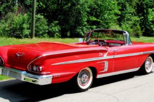 1958, Chevrolet, Impala, Convertible, Cars, Red, Classic