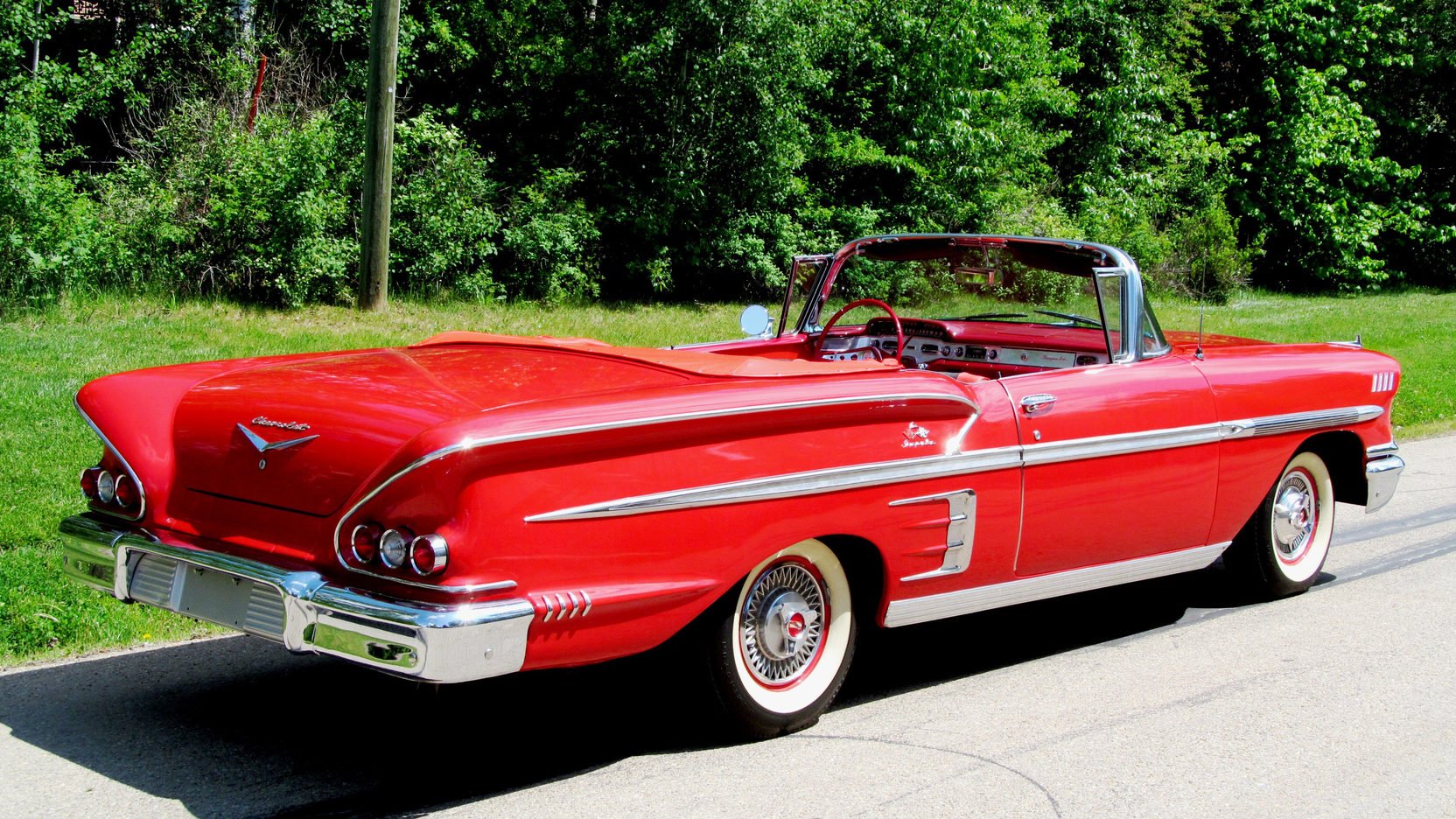 1958, Chevrolet, Impala, Convertible, Cars, Red, Classic Wallpapers HD ...