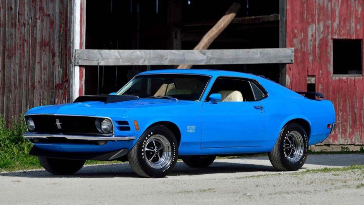 1970, Ford, Mustang, Boss, 429, Fastback, Cars, Blue HD Wallpaper Desktop Background