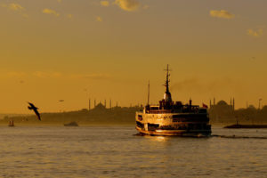 istanbul, Sunset, Sea, Ship