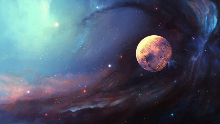 satellite, Space, Nebula, Art, Stars, Planet HD Wallpaper Desktop Background