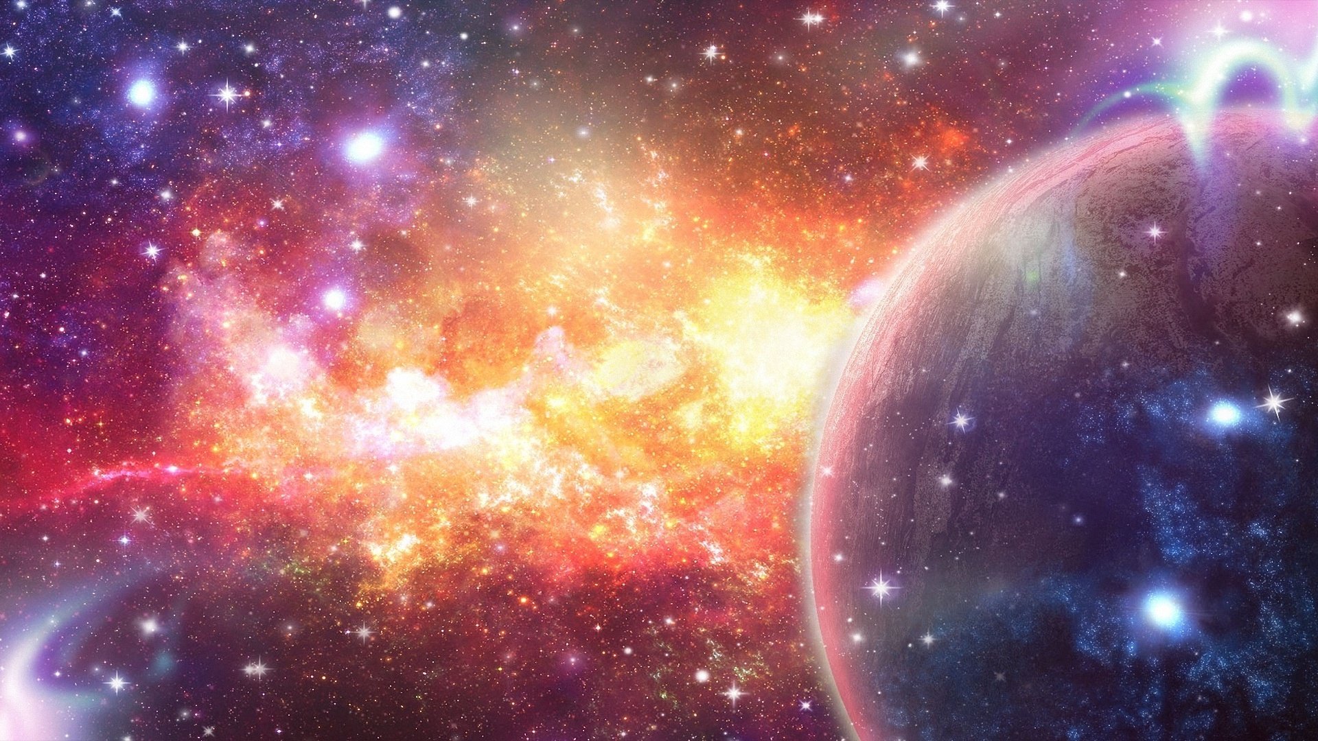 space, Abstraction, Art, Nebula, Star, Planet Wallpaper