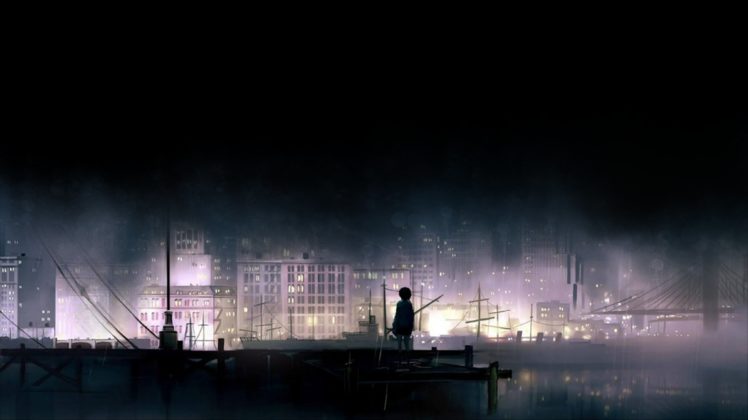 darkness, Dark, City, Man, The, Docks, Boy, Blur, Sky, Water, Clou HD Wallpaper Desktop Background