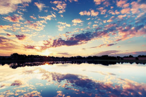 sunset, Clouds, Sky, Lake, Reflection