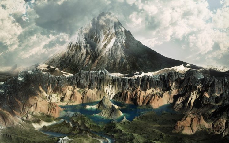 mountains, Clouds, Lake, Sky, River HD Wallpaper Desktop Background