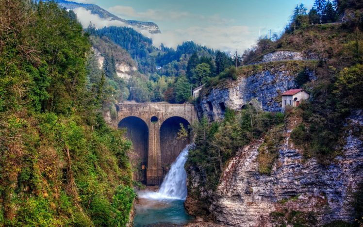 river, Waterfall, Mountain, Forest HD Wallpaper Desktop Background