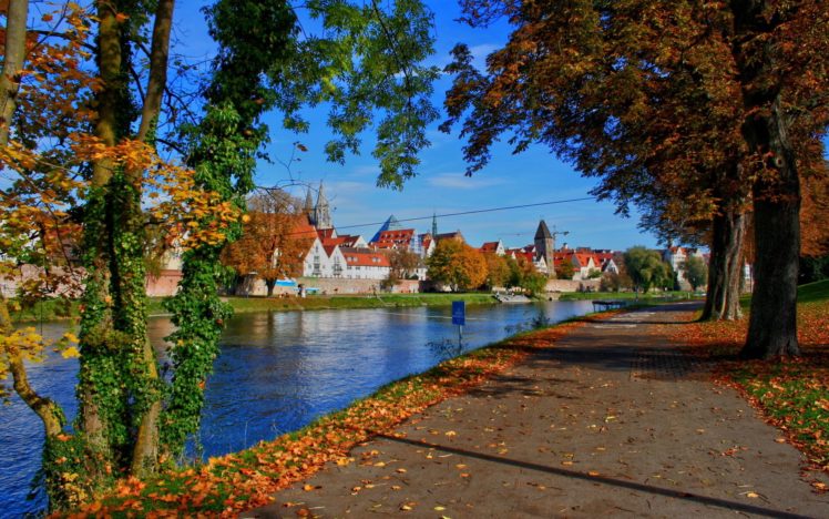 city, Ulm, Bavaria, River, Germany, Road HD Wallpaper Desktop Background