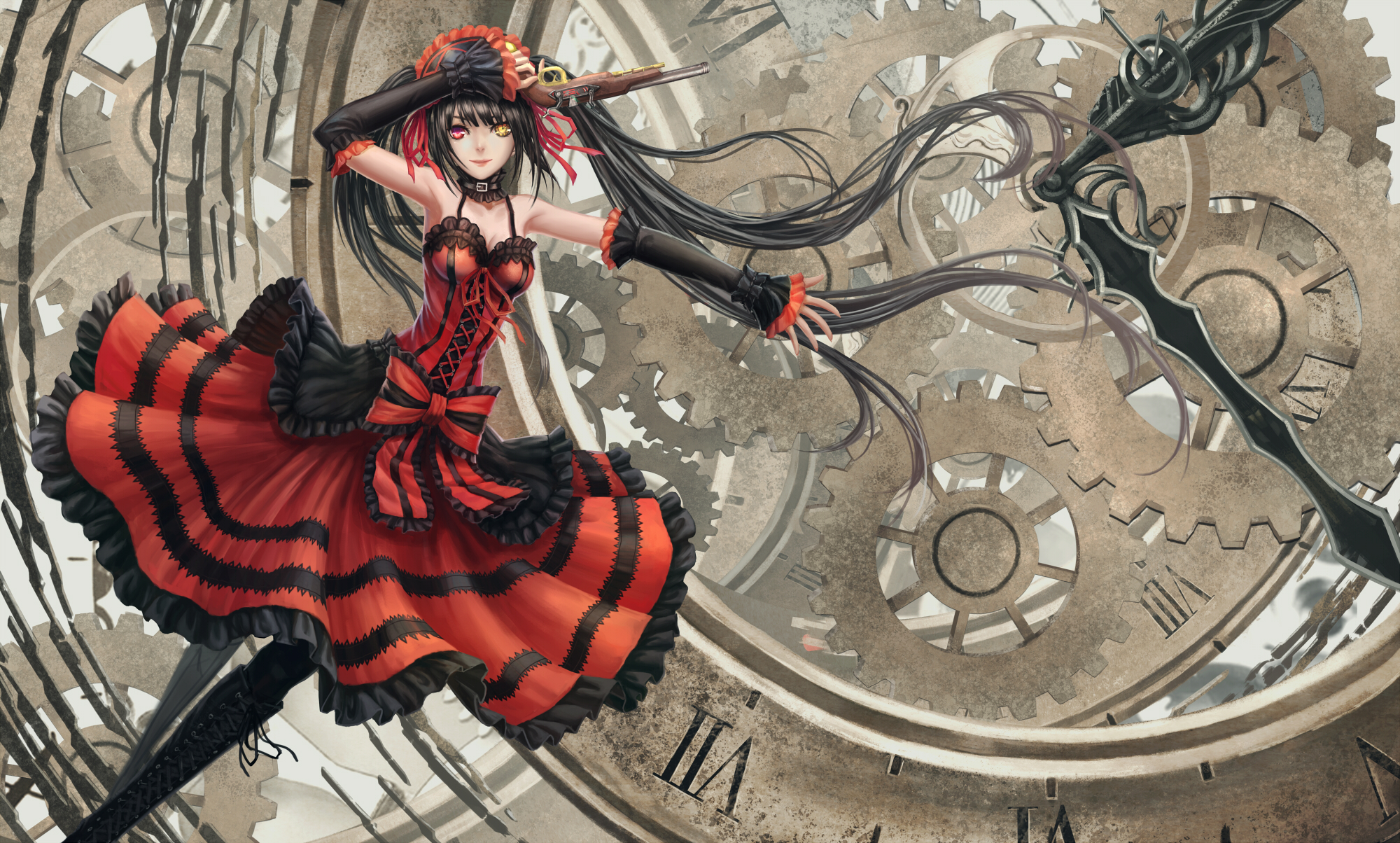 date, A, Live, Gun, Sword, Tokisaki, Kurumi, Weapon, Zhouran Wallpaper