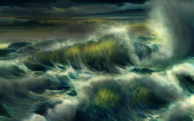 art, Wave, Water, Storm, Foam, Ocean, Se HD Wallpaper Desktop Background