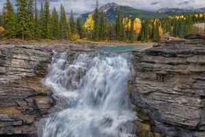waterfall, Fall, Forest, River, Mountains