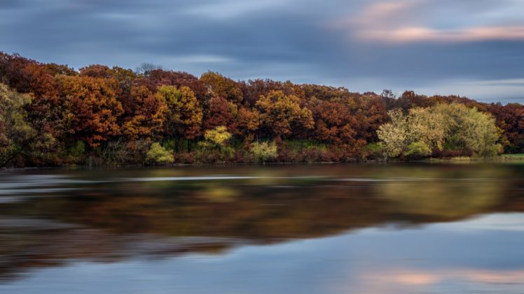 river, Water, Reflection, Clouds, Trees, Quiet, Autumn, Sky HD Wallpaper Desktop Background