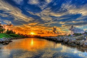 landscape, Sunset, Clouds, Sky, Nature, River, Water