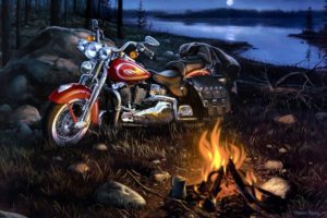charles, Freitag, Motorcycle, River, Art, Fire, Landscape, Harley davidson