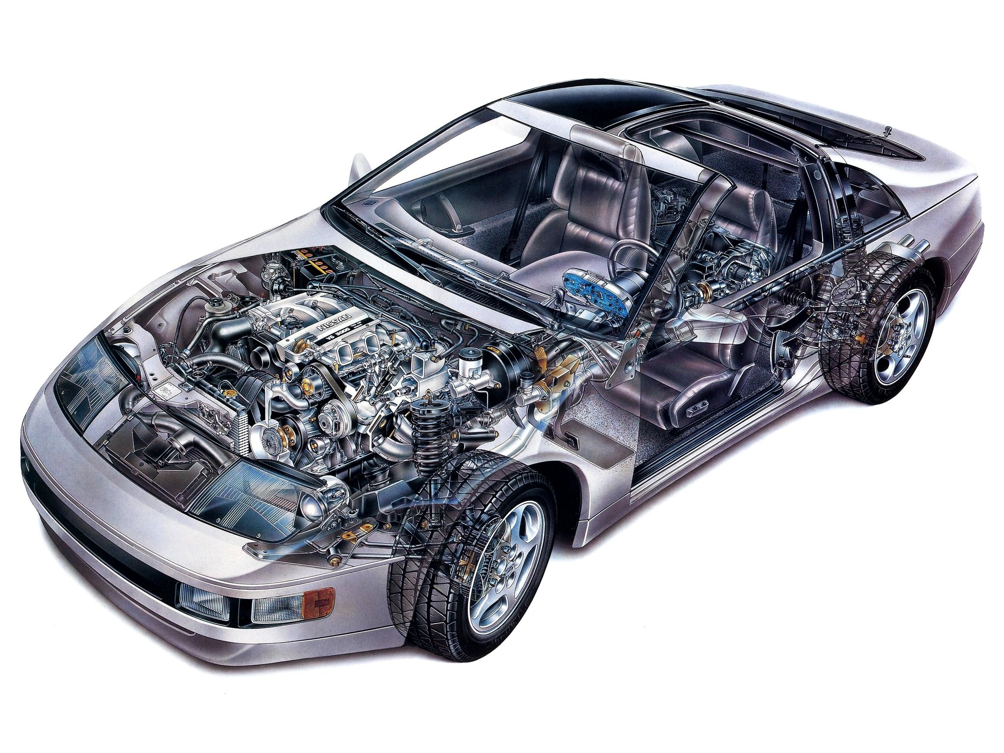 nissan, 300zx, T top, Cars, Coupe, Cutaway Wallpaper