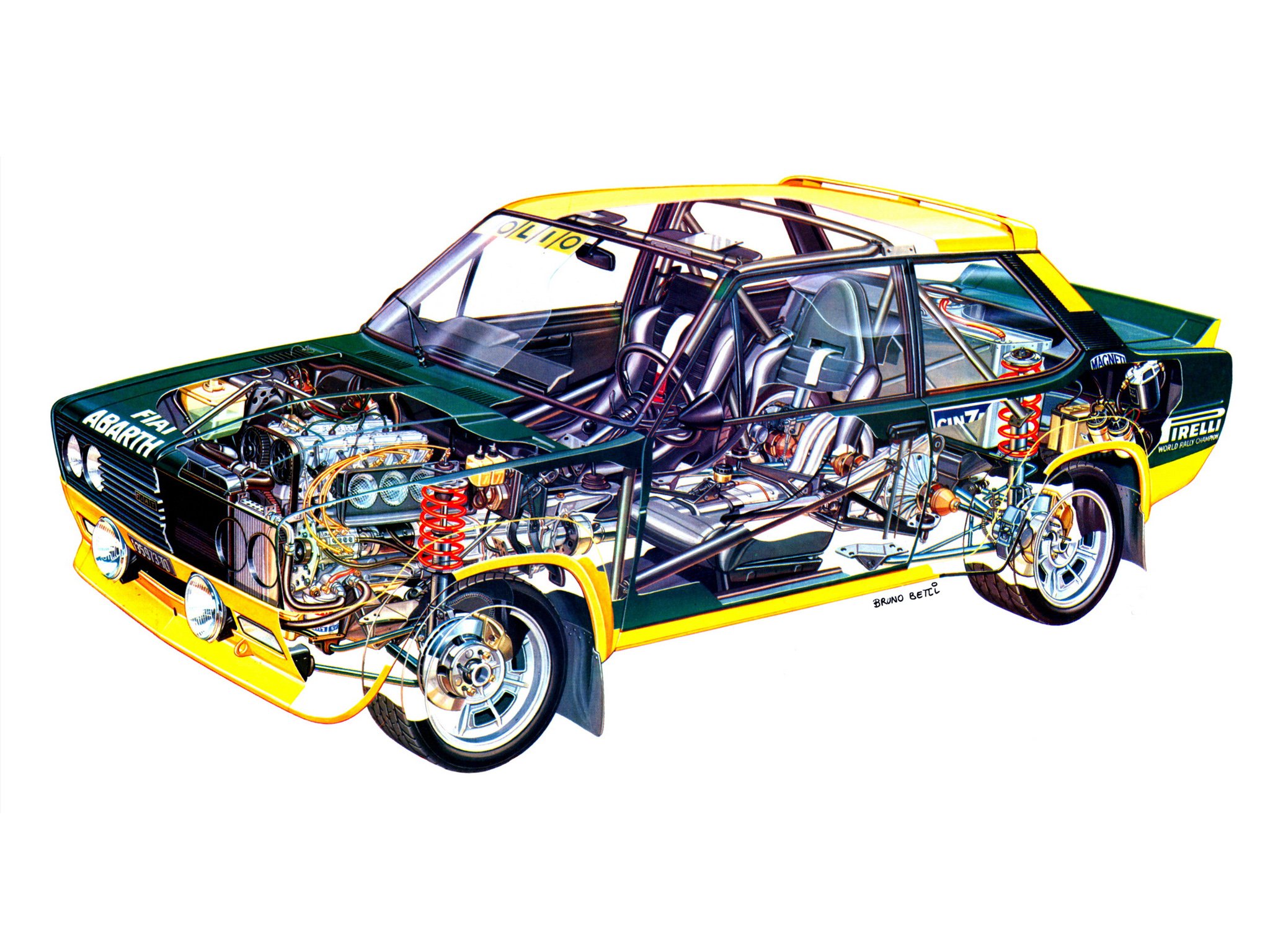 fiat, Abarth, 131, Rally, Corsa, 1976, Cars, Cutaway Wallpaper