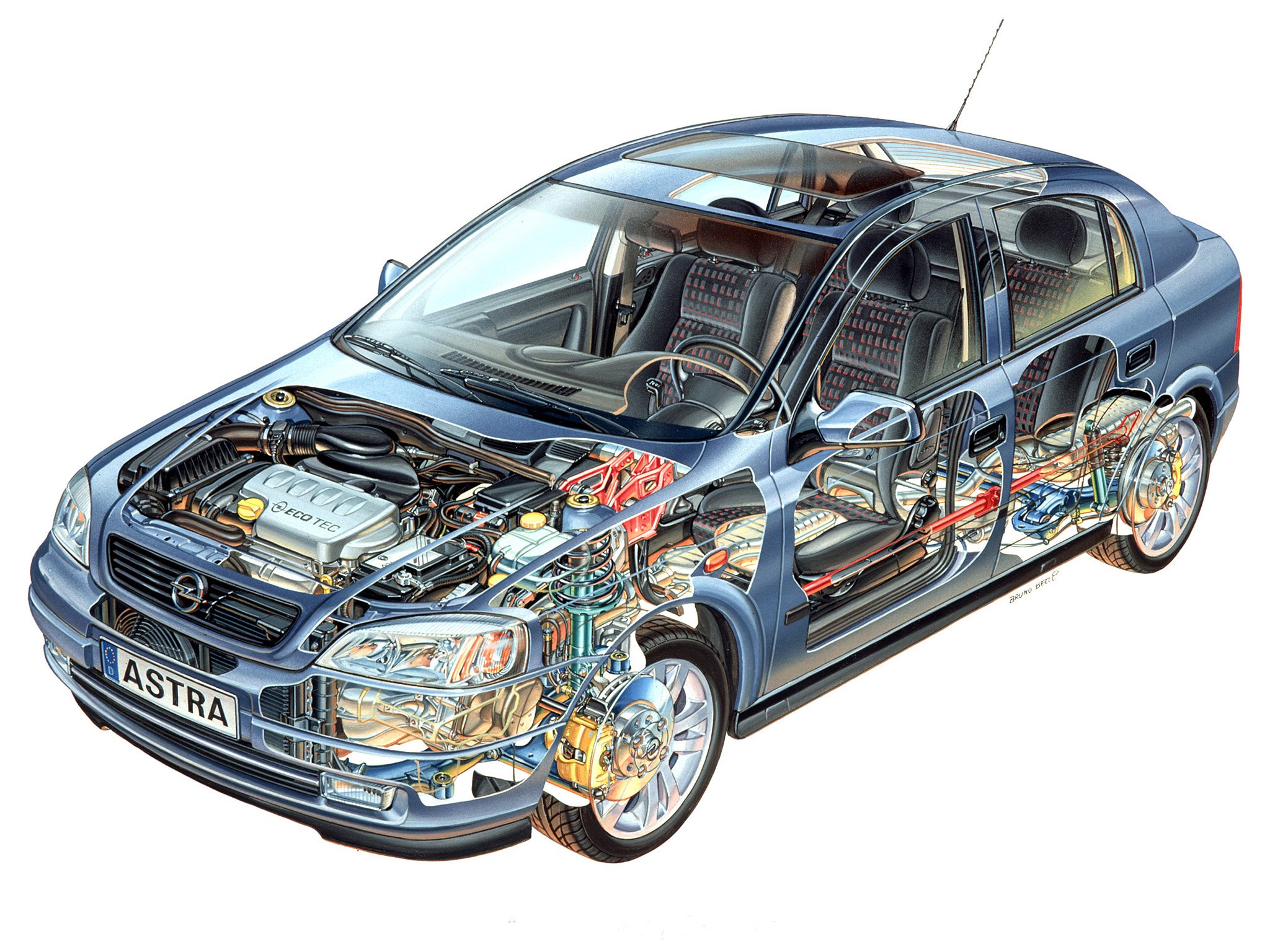 opel, Astra, 5 door, 1998, Cars, Cutaway Wallpaper