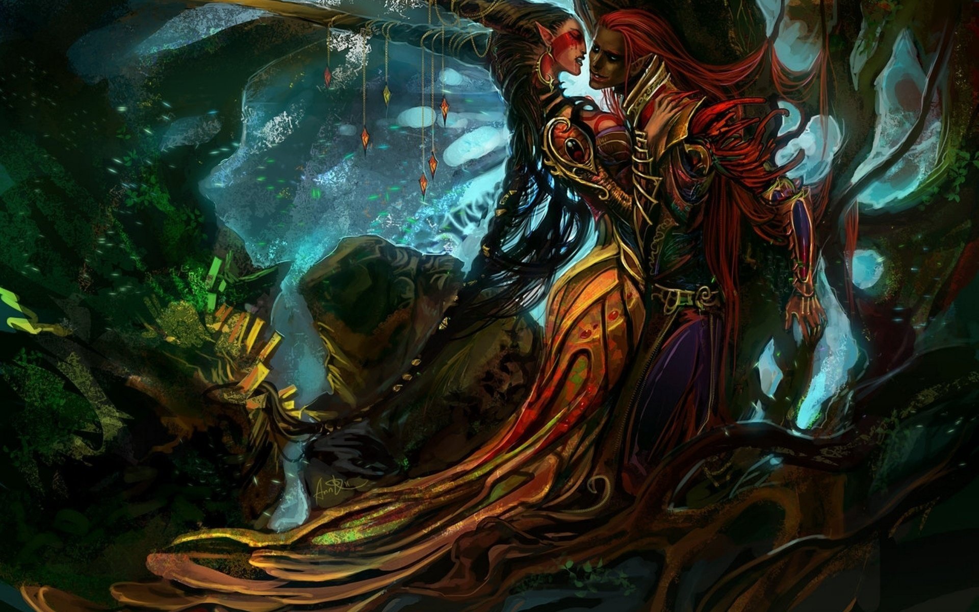 fantasy, Forest, Witch, Wood, Art, Boy, Girl Wallpaper