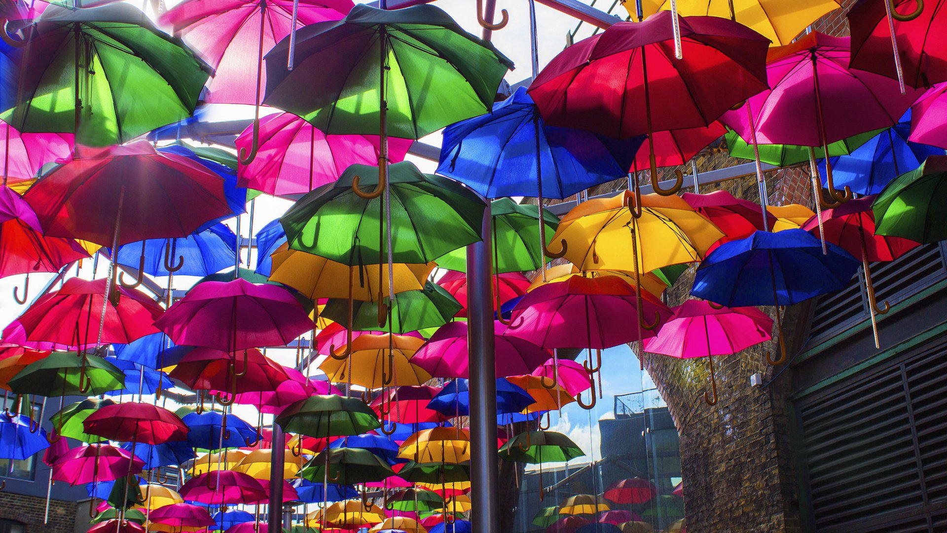 umbrella, City, Street, Beauty, Color Wallpaper