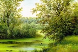 grass, Landscape, Canvas, Painting, Nature, Green