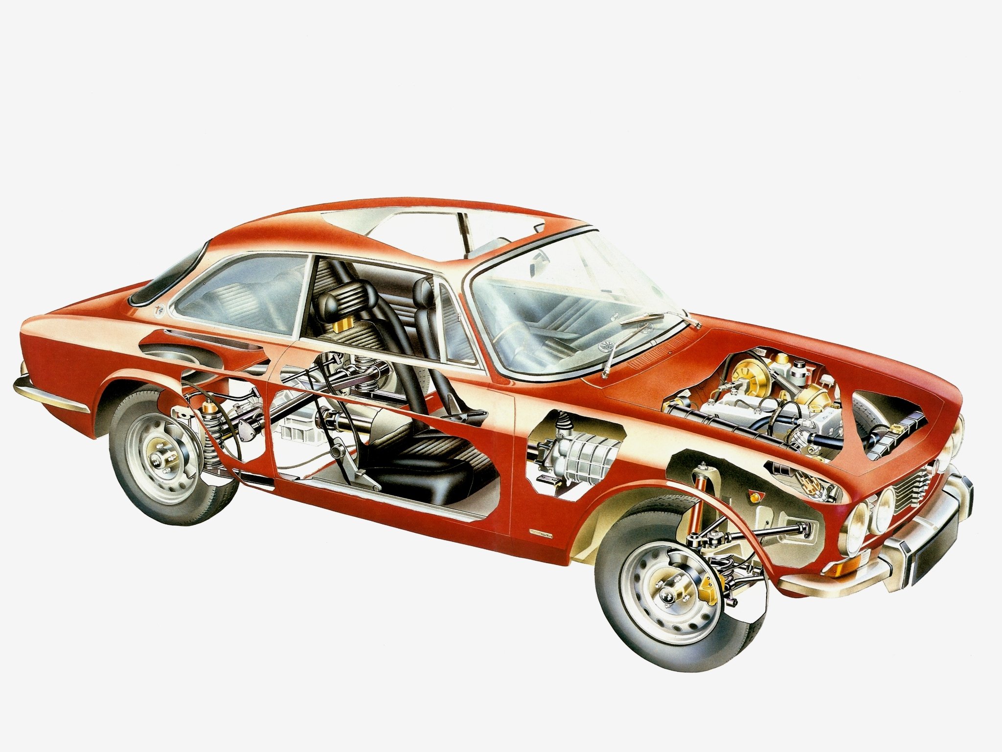 alfa, Romeo, 2000, Gt, Veloce, 1971, Cars, Cutaway Wallpaper