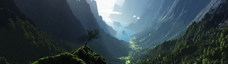 , Dual, Monitors, Mountain, Lake, Beauty HD Wallpaper Desktop Background