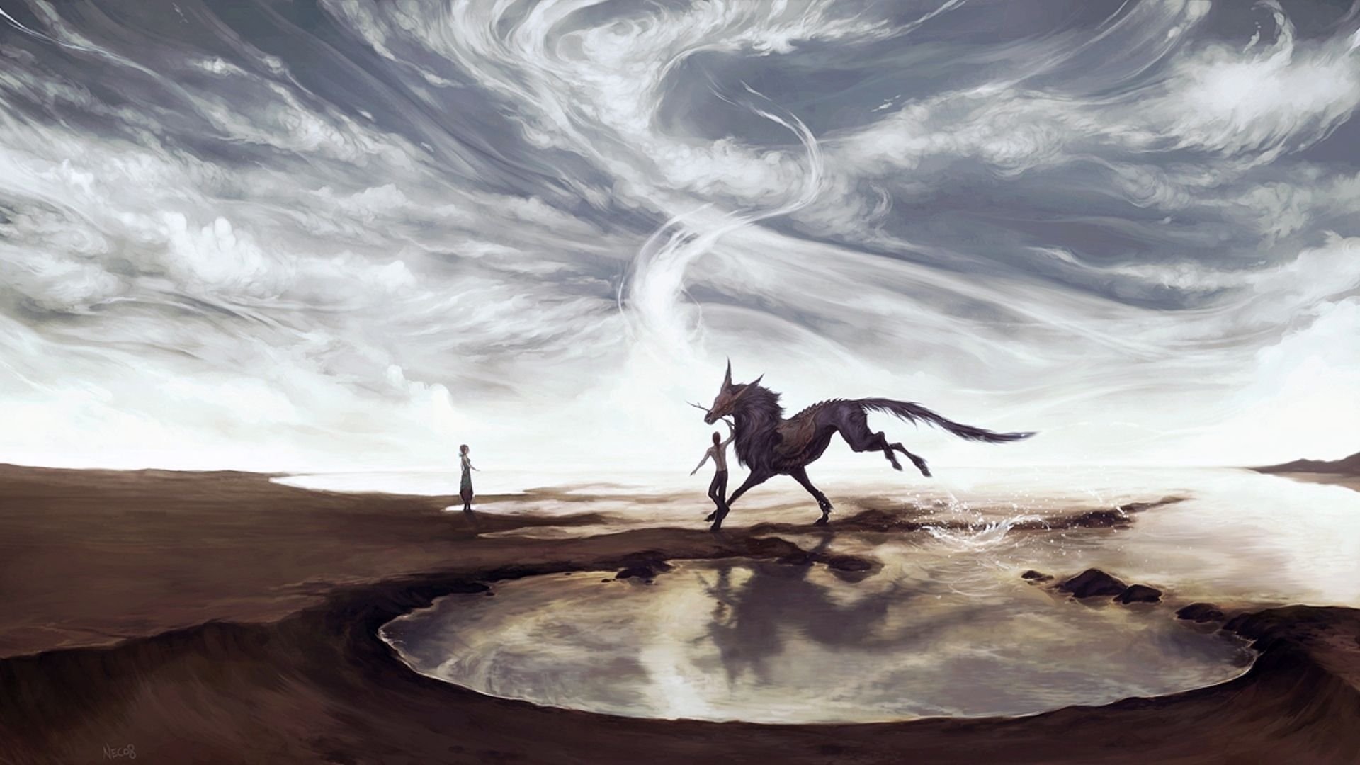 being, Horse, Dragon, Game, Sea, Wind, Guy, Girl Wallpaper