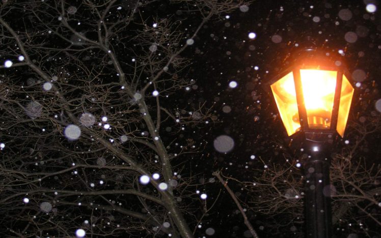 lamp, Post, Light, At, Night, Snow, Winter HD Wallpaper Desktop Background
