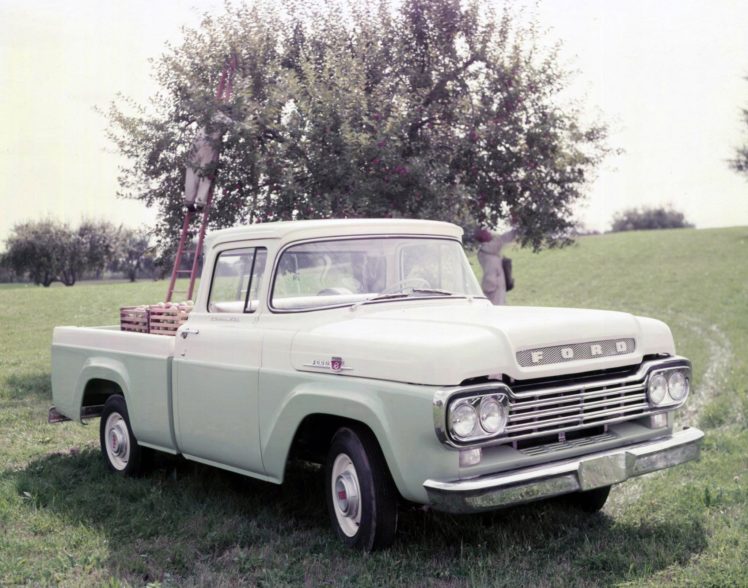 1959, Ford, F 100, Custom, Cab, Styleside, Truck, Pickup HD Wallpaper Desktop Background
