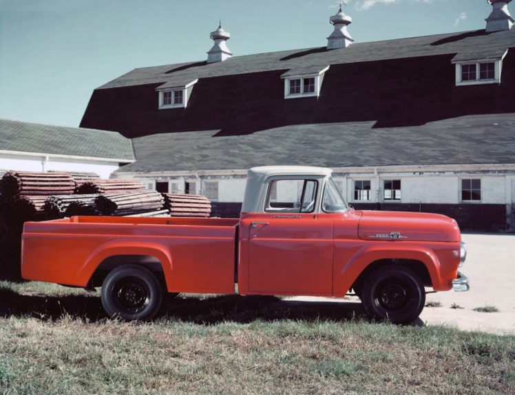 1959, Ford, F 250, Custom, Cab, Styleside, Pickup, Truck HD Wallpaper Desktop Background
