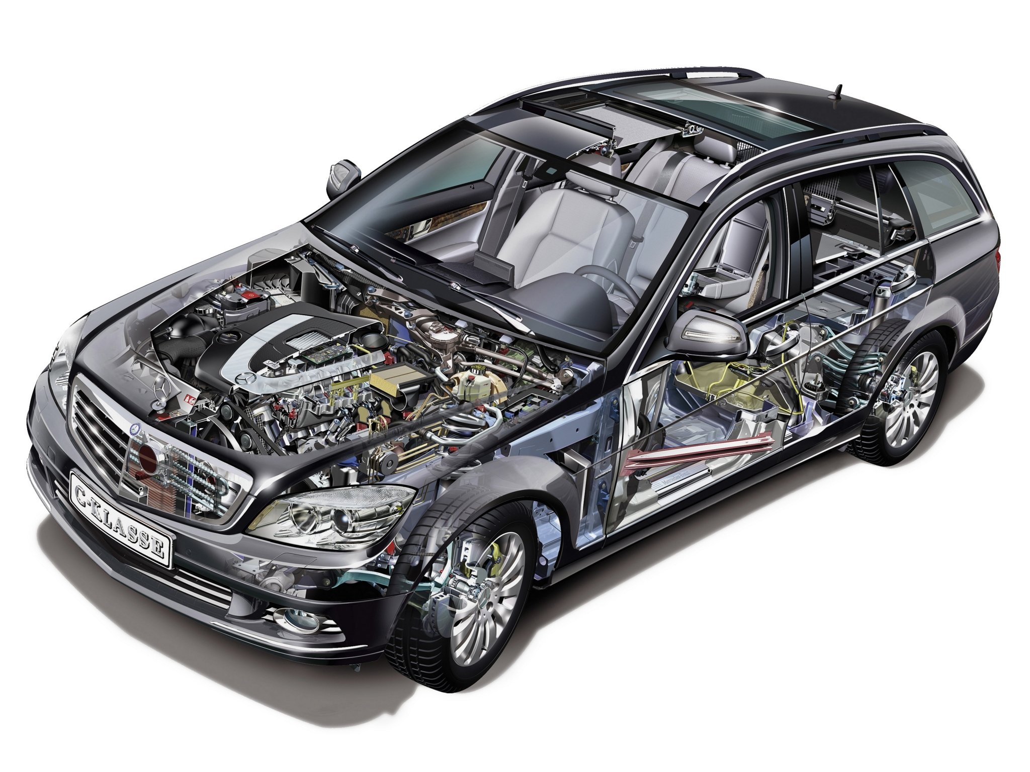 mercedes, Benz, C, 350, Estate,  s204 , Cars, Cutaway, 2008 Wallpaper