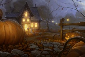 house, Halloween, Pumpkin, Garden, Art, Visitor, Night, Halloween