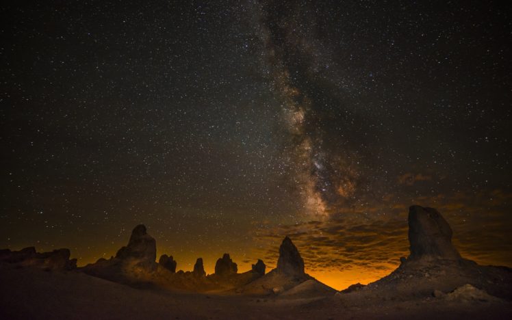 night, Stars, Desert, Rocks, Trona, California, Usa, Sky HD Wallpaper Desktop Background