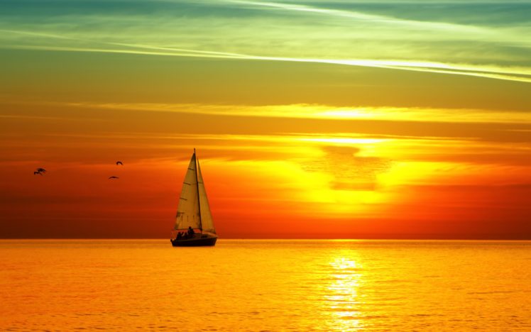 sail, Brightly, Yacht, Sea, Sunset HD Wallpaper Desktop Background