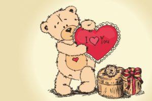 teddy, Bear, Drawing, Heart, Paint, Love