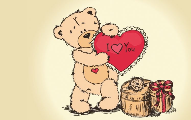 teddy, Bear, Drawing, Heart, Paint, Love HD Wallpaper Desktop Background
