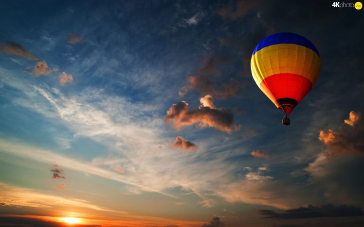 west, Balloon, Clouds, Sky, Sun HD Wallpaper Desktop Background