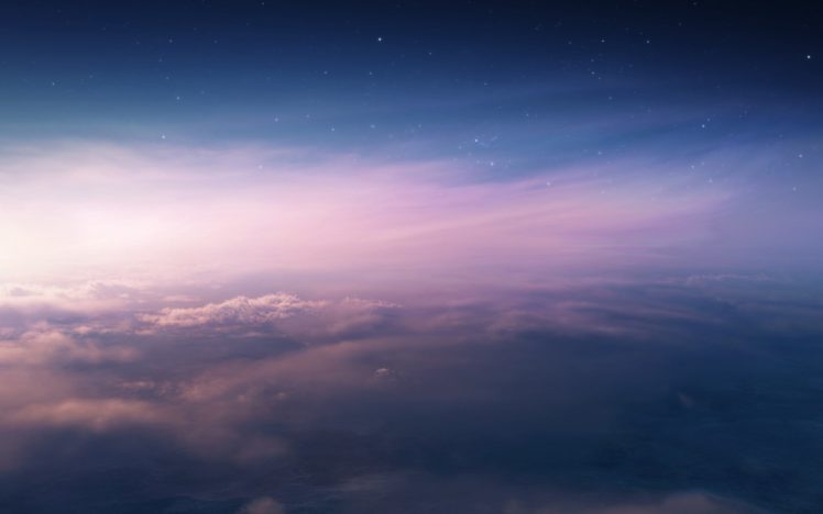 sunset, Art, Clouds, Stars, Sky, Mountain HD Wallpaper Desktop Background