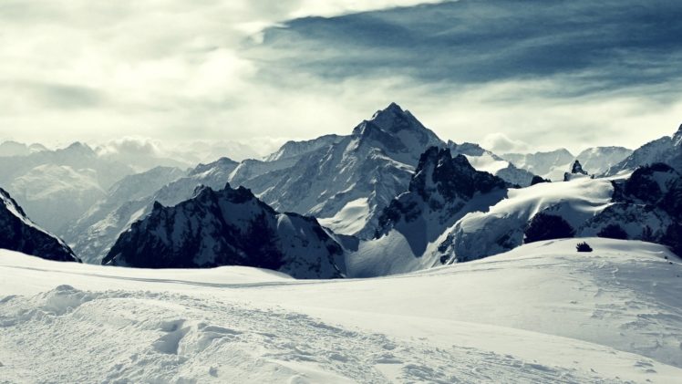 snowy, Mountains, Winter, Sky HD Wallpaper Desktop Background