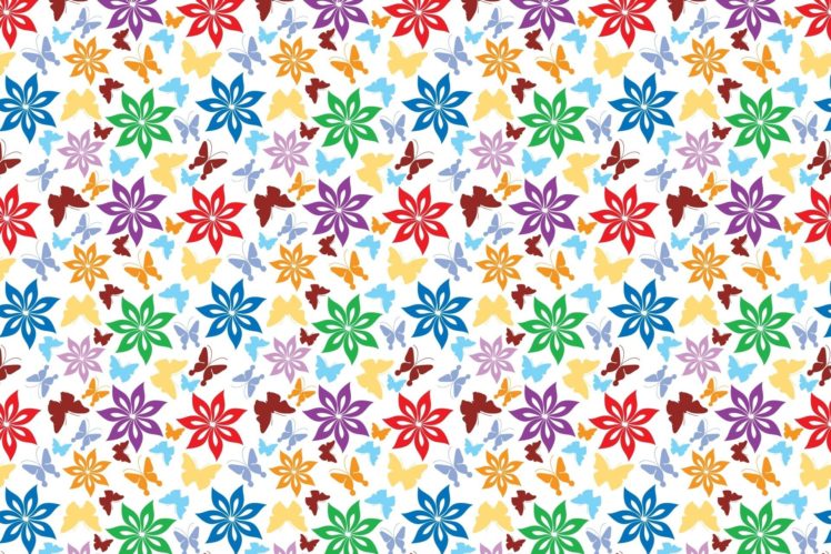pattern, Flower, Butterfly, Texture HD Wallpaper Desktop Background
