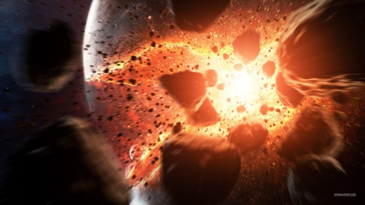asteroids, Devastation, Digital, Art, Explosions, Outer, Space HD Wallpaper Desktop Background