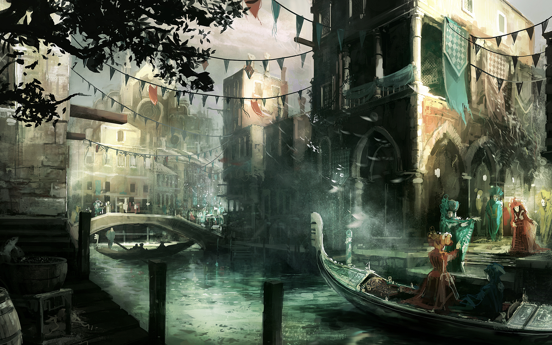 video, Games, Assassins, Creed, Venice, Carnivals, Assassins, Creed, Gondolas Wallpaper