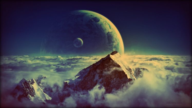 mountains, Landscape, Planet, Digital, Art HD Wallpaper Desktop Background