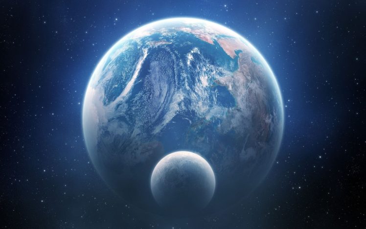 earth, Space, Moon, Planet, Space, Art, Digital, Art HD Wallpaper Desktop Background