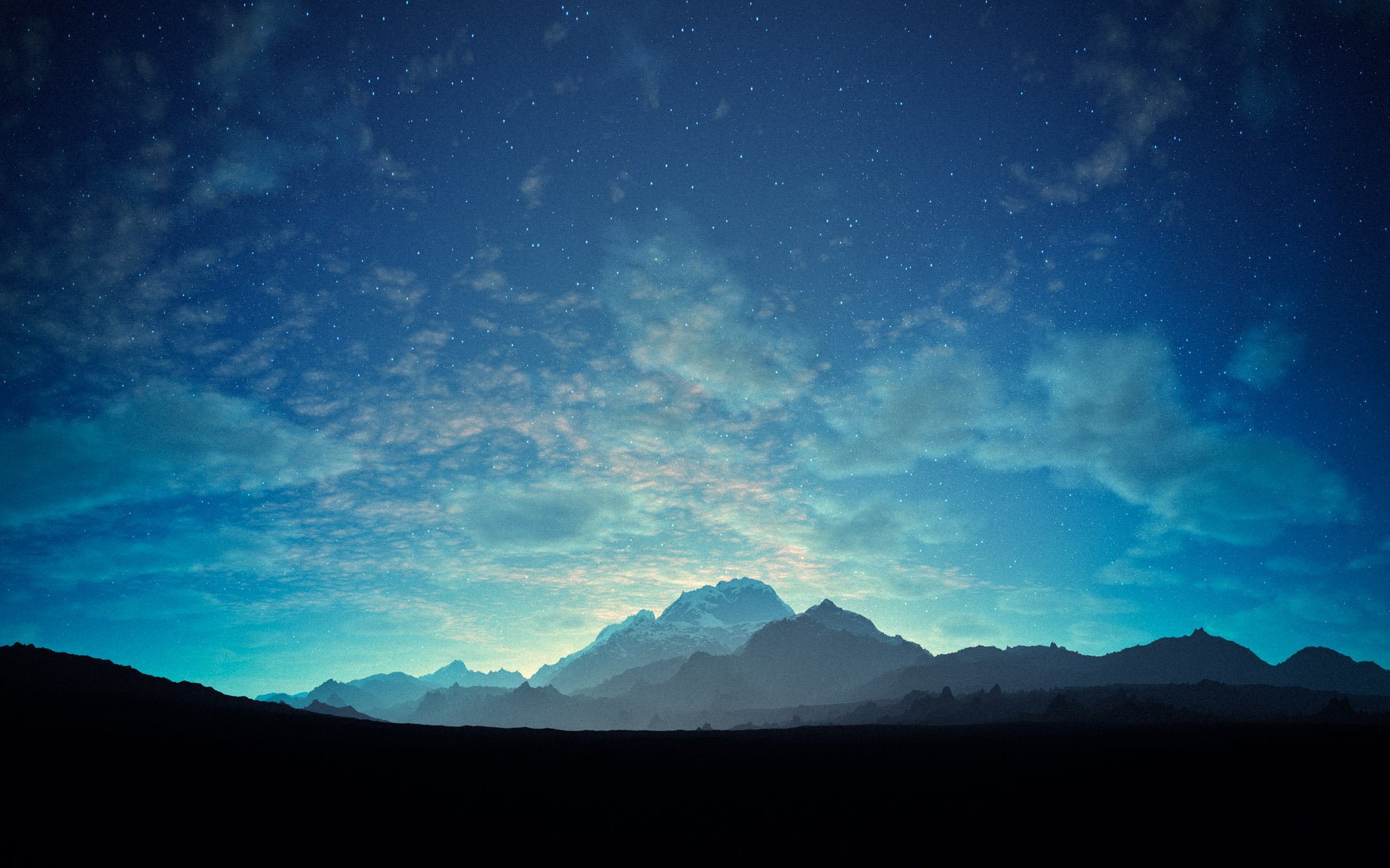 blue, Stars, Mountains, Starry, Night, Clouds, Landscape Wallpaper