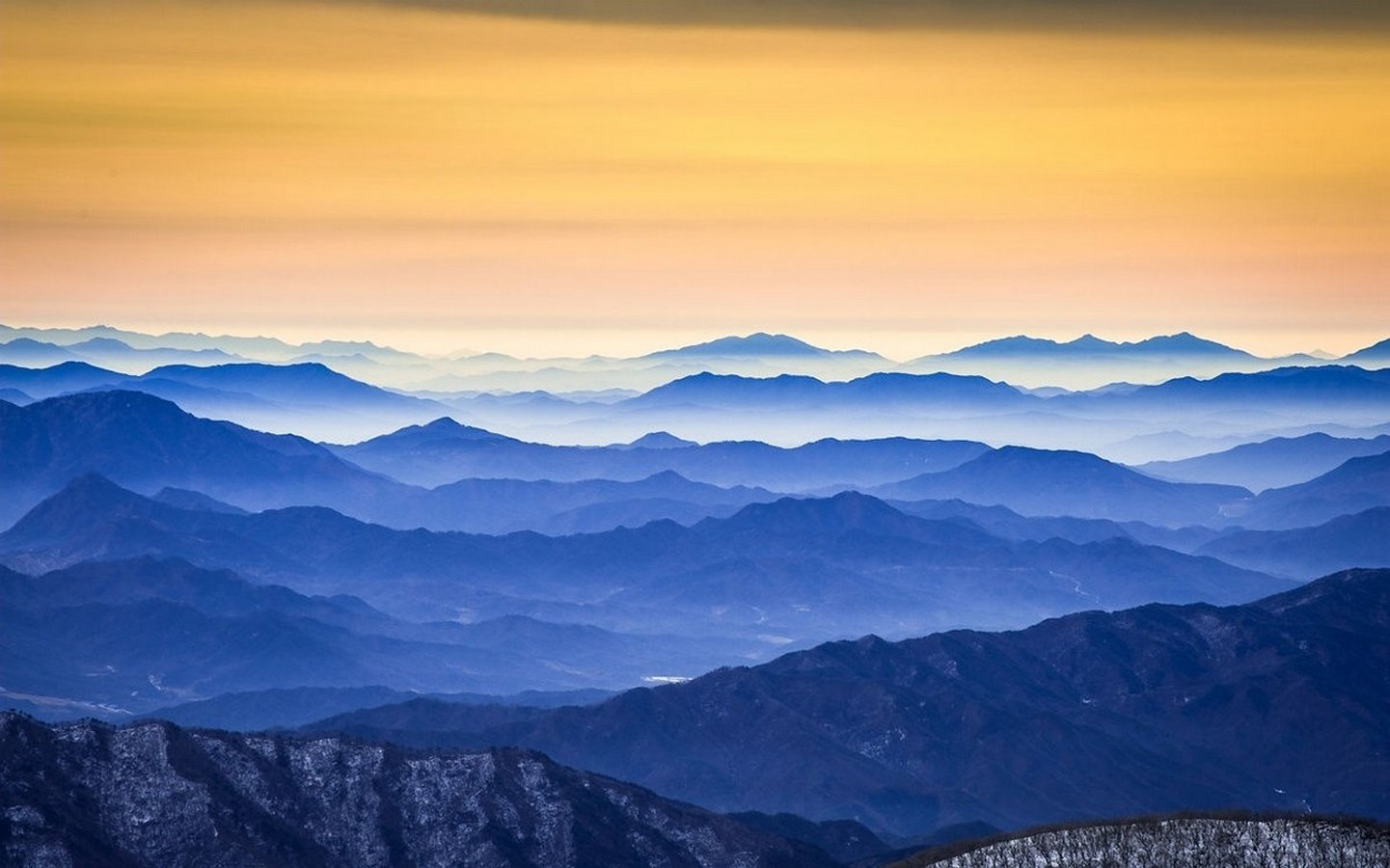 nature, Photography, Landscape, Mountains, Sunrise, Mist, Yellow, Sky, South, Korea Wallpaper